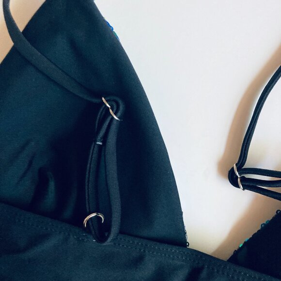 Blue Green Sequined Mermaid Bikini Top - Picture 5 of 6